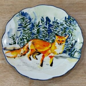NWOT Anthropologie Voutsa Winterland Dessert Plate, Fox, Out of Stock